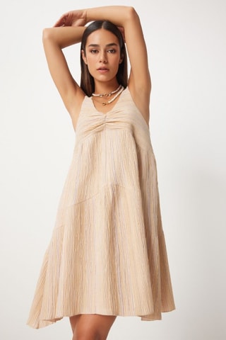 Robe plissée - Beige
