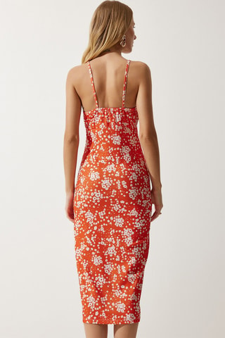Robe fourreau - Blanc et orange
