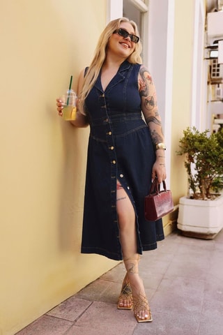 Robe chemise en jean - Bleu
