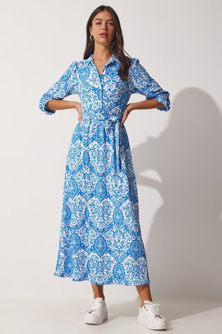 Robe midi - Bleu