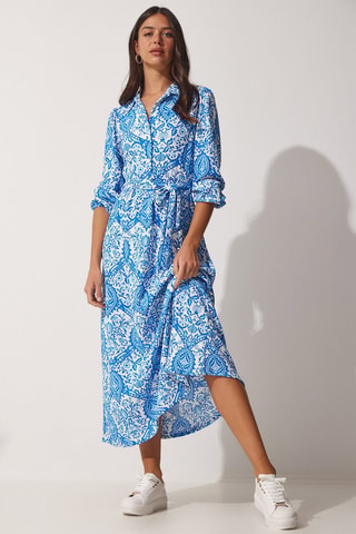 Robe midi - Bleu