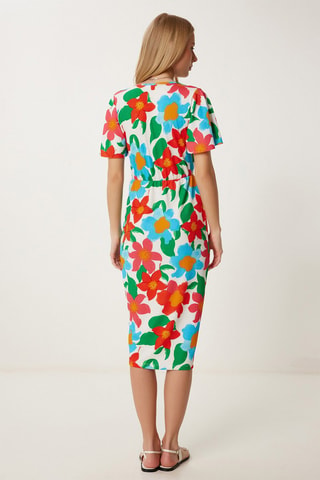 Robe droite - Bleu et rose