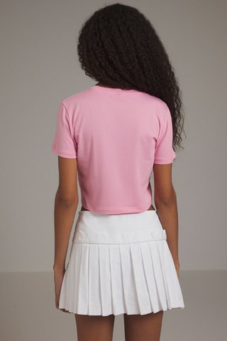T-shirt cropped - Blanc et rose