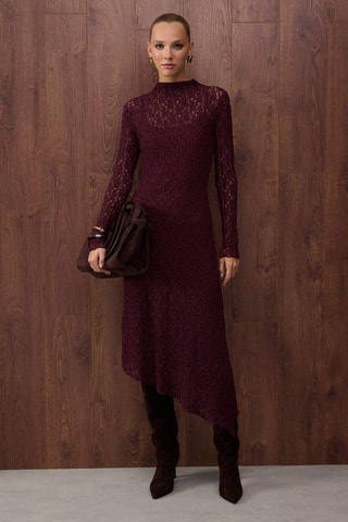 Robe midi en dentelle - Violet