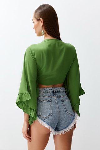 Crop top noué - Vert