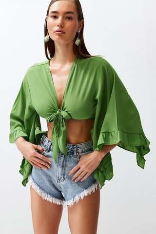Crop top noué - Vert