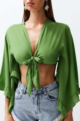 Crop top noué - Vert