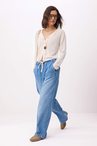 Jean wide legs taille haute - Bleu