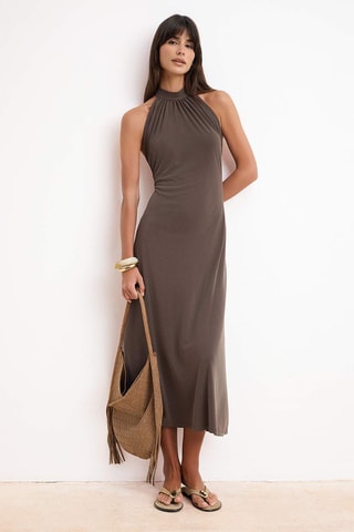 Robe midi - Marron