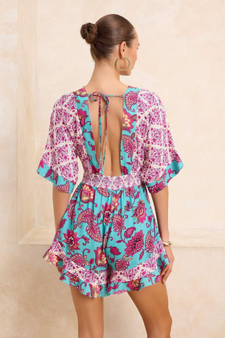 Combishort - Bleu et rose