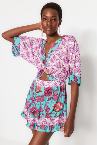 Combishort - Bleu et rose