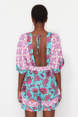 Combishort - Bleu et rose