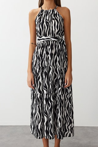 Robe midi - Blanc et noir