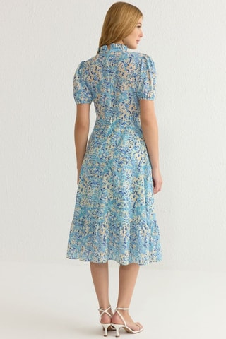 Robe midi - Blanc et bleu