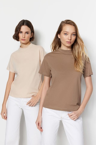 2 T-shirts - Beige et marron