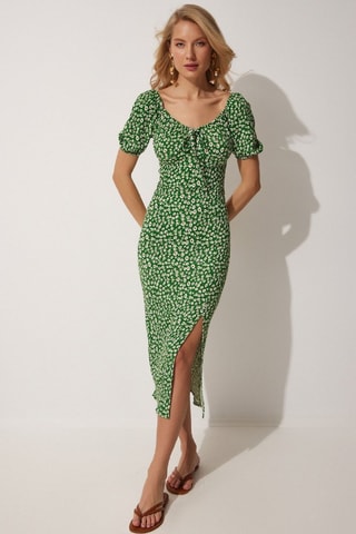 Robe fourreau - Blanc et vert