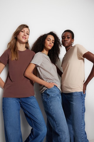 3 T-shirts - Beige et marron
