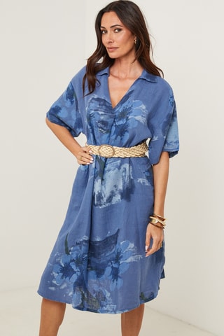 Robe en lin - Bleu