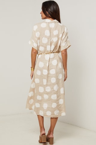 Robe chemise - 100% lin - Beige