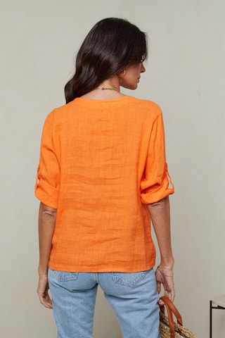 Chemisier - 100% lin - Orange