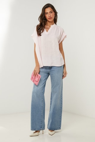 Blouse - 100% lin - Rose