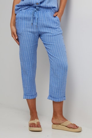 Pantalon - 100% lin - Indigo