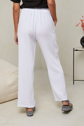 Pantalon taille haute - 100% lin - Blanc