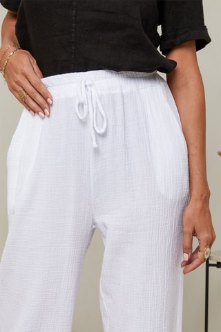Pantalon taille haute - 100% lin - Blanc