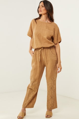 Blouse - 100% lin - Camel