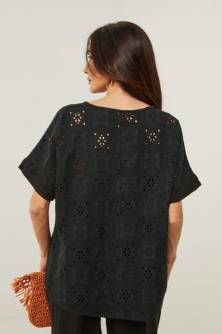Blouse - 100% lin - Noir