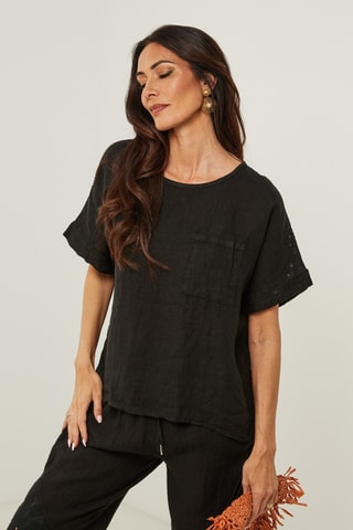 Blouse - 100% lin - Noir