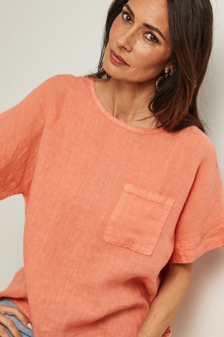 Blouse - 100% lin - Orange