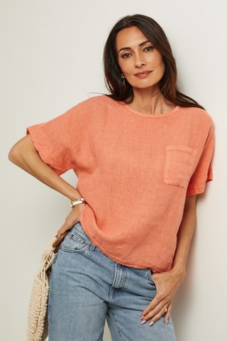 Blouse - 100% lin - Orange