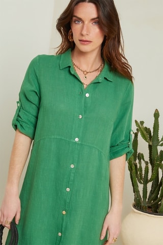 Robe chemise - 100% lin - Vert