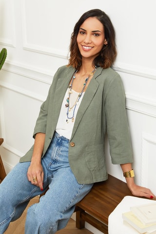 Blazer - 100% lin - Kaki