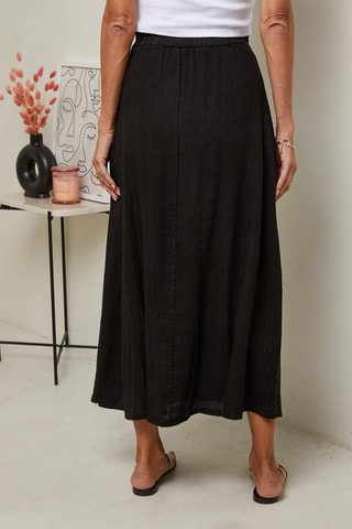 Jupe longue taille haute - 100% lin - Noir