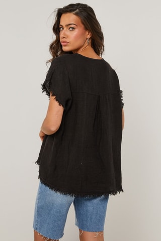 Top en lin - Noir