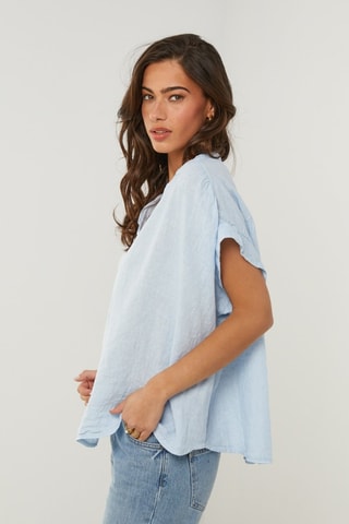 Top - 100% lin - Bleu