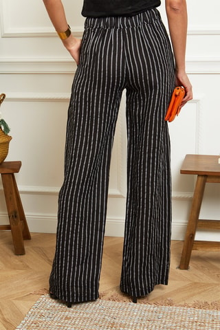 Pantalon wide legs - 100% lin - Noir