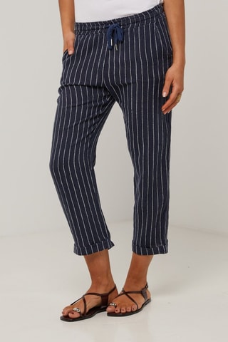 Pantalon - 100% lin - Bleu marine