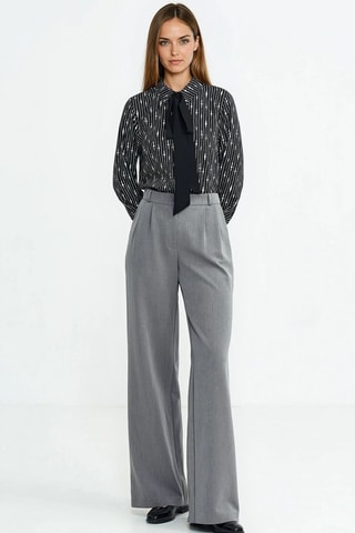 Pantalon wide legs taille haute - Gris