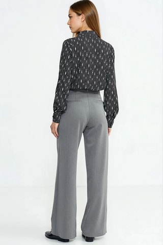 Pantalon wide legs taille haute - Gris