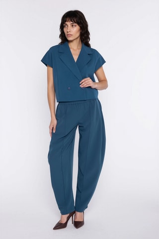 Pantalon wide legs - Bleu canard