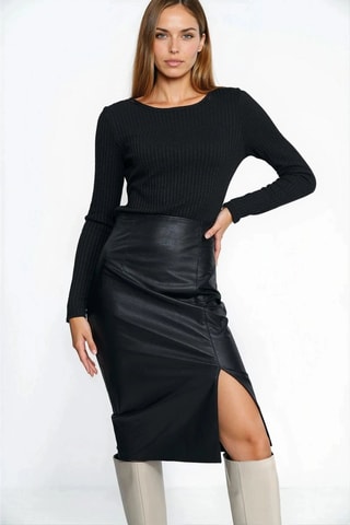 Jupe fourreau taille haute - Noir