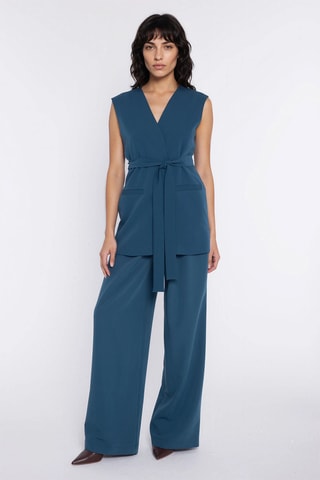 Pantalon wide legs - Bleu canard
