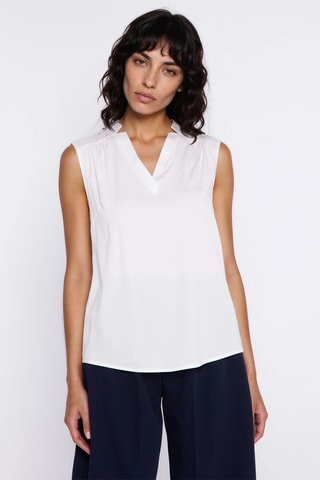 Blouse regular sans manches - Écru