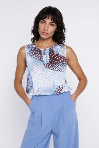 Blouse regular sans manches - Blanc