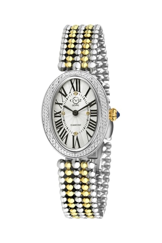 Montre à quartz en acier et diamants