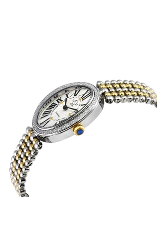 Montre à quartz en acier et diamants