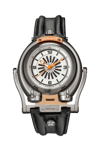 Montre automatique en cuir de veau - Noir et gris